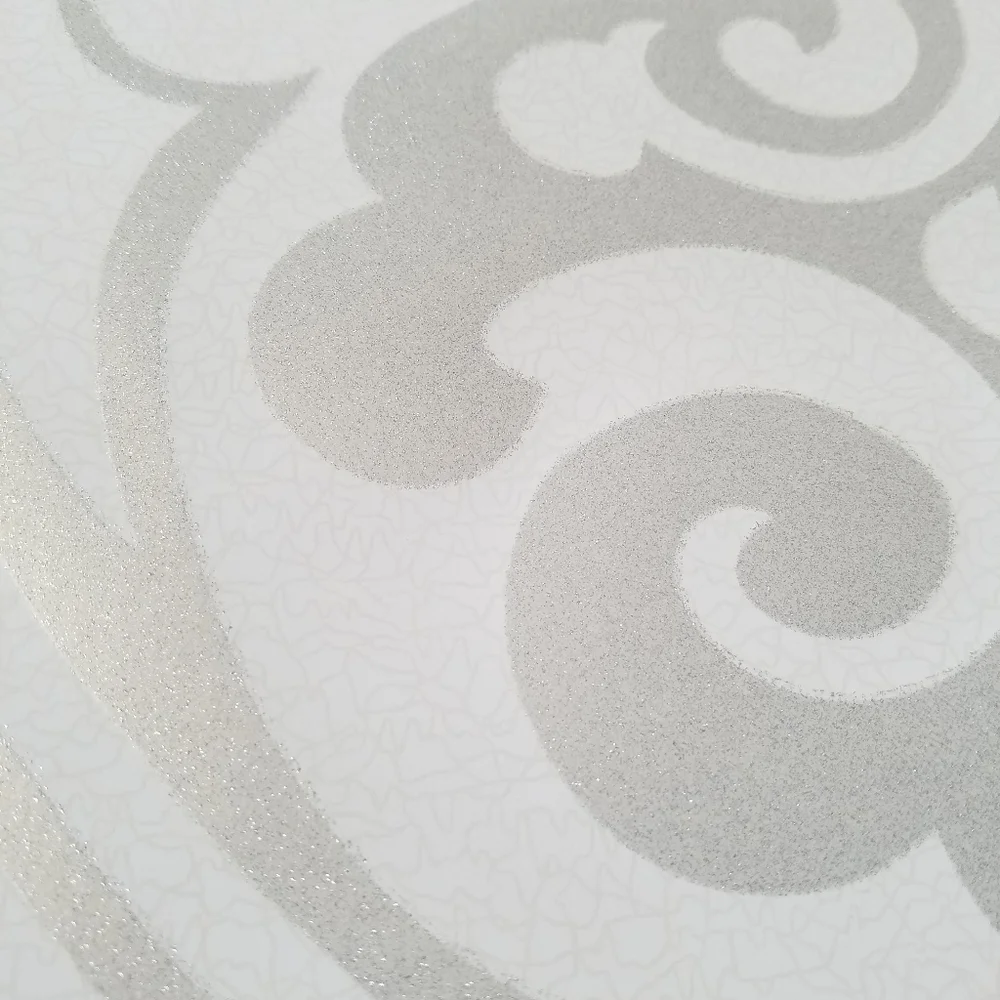 Wallpaper Her Divine Silver Glitter Swirls